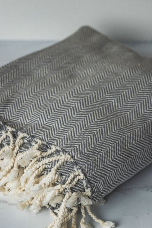 Chevron Turkish Throw with Tassels - Turkish Blanket - The Bali Market